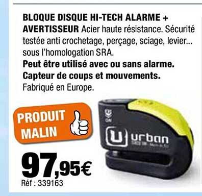 bloque disque hi-tech alarme + avertisseur