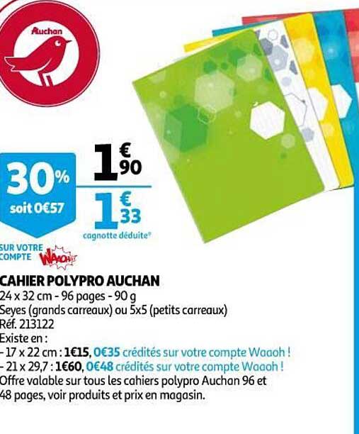 Cahier Polypro Auchan