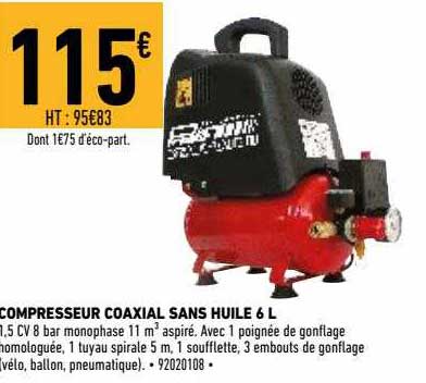 compresseur coaxial sans huile 6l