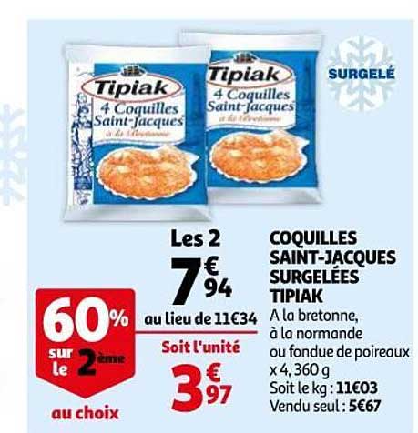 coquilles saint-jacques surgelées tipiak