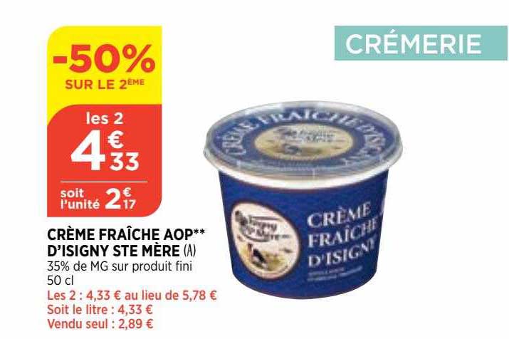 crème fraîche aop d'isigny ste mère