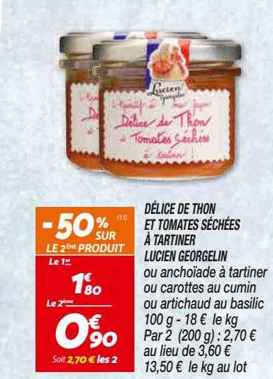délice de thon et tomates séchées à tartiner lucien georgelin
