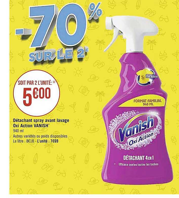 détachant spray avant lavage oxi action vanish