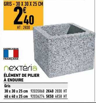 élément de pilier à enduire nextéria