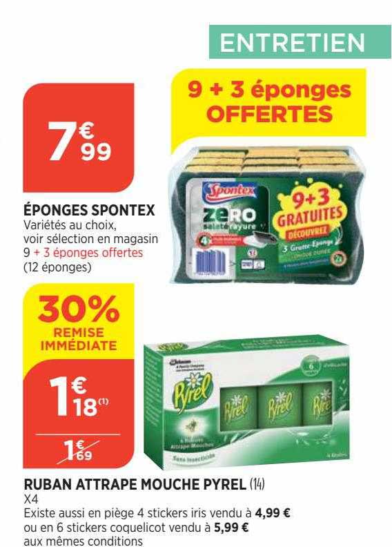 éponges Spontex Ruban Attrape Mouche Pyrel