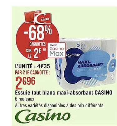 essuie tout blanc maxi-absorbant casino