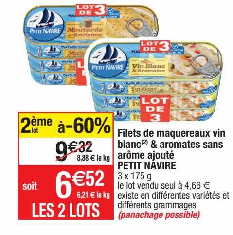 filets de maquereaux vin blanc & aromates sans arôme ajouté petit navire