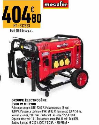 groupe électrogène 3700 w mf3700 mecafer