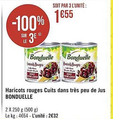 haricots rouges cuits dans très peu de jus bonduelle