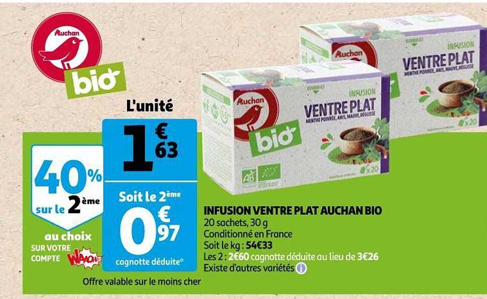 infusion ventre plat auchan bio
