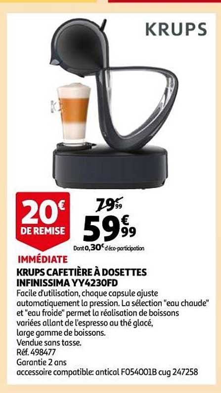 krups cafetière à dosettes infinissima yy4230fd