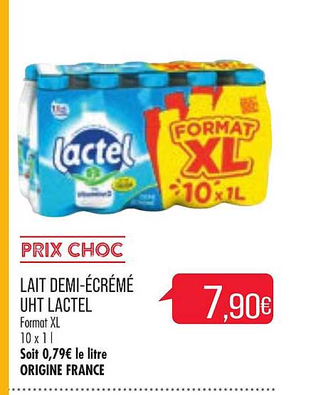 lait demi-écrémé uht lactel