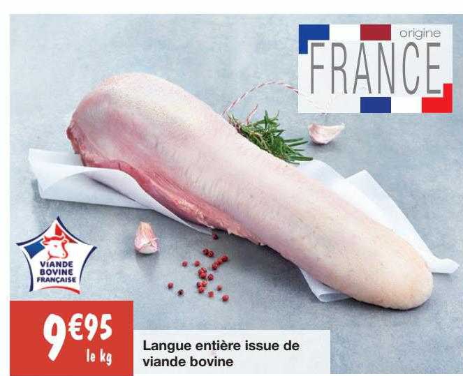 langue entière issue de viande bovine