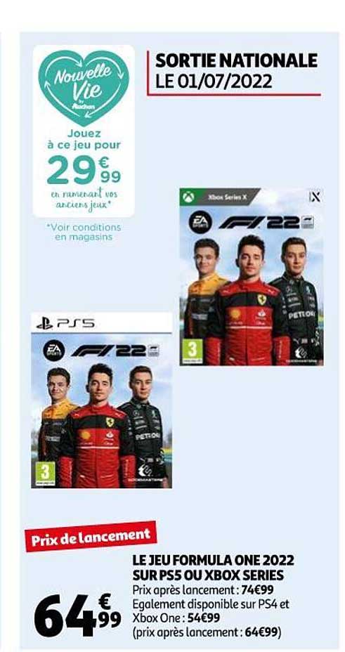 le jeu formula one 2022 sur ps5 ou xbox series