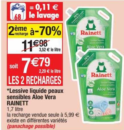 lessive liquide peaux sensibles aloe vera rainett