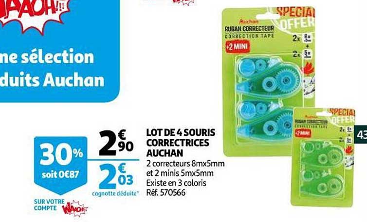 lot de 4 souris correctrices auchan