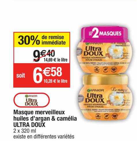 Masque Merveilleux Huiles D'argan & Camélia Ultra Doux