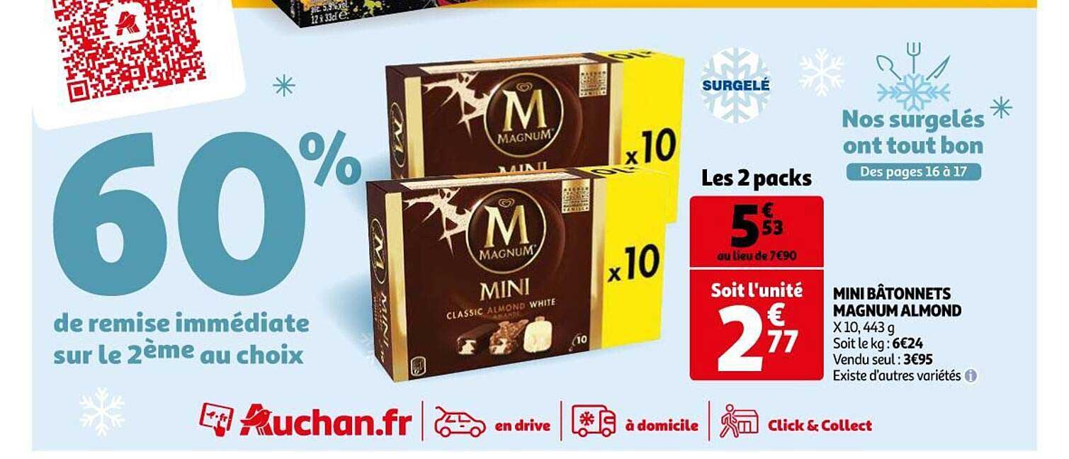 mini bâtonnets magnum almond