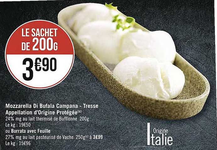 mozzarella di bufala campana - tresse appellation d'origine protégée