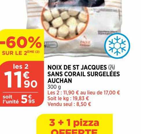 noix de st jacques sans corail surgelées auchan