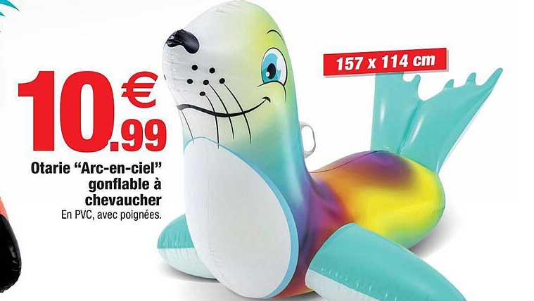 otarie "arc-en-ciel" gonflable à chevaucher
