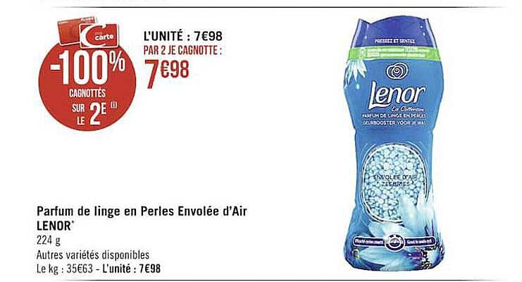 parfum de linge en perles envolée d'air lenor