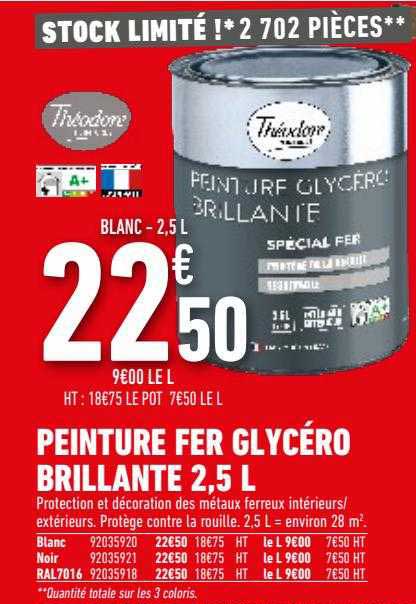 peinture fer glycéro brillante 2,5l théodore