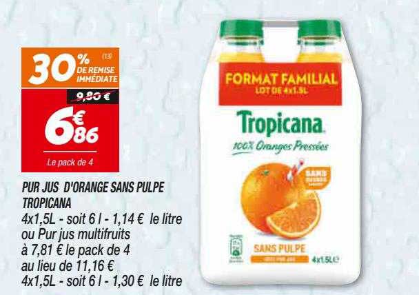 Pur Jus D'orange Sans Pulpe Tropicana