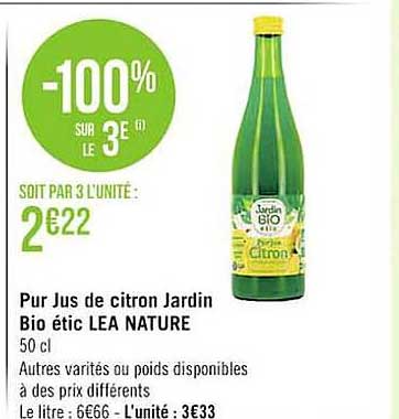 Pur Jus De Citron Jardin Bio étic Lea Nature