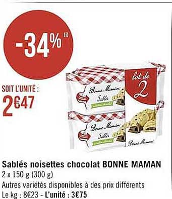 sablés noisettes chocolat bonne maman