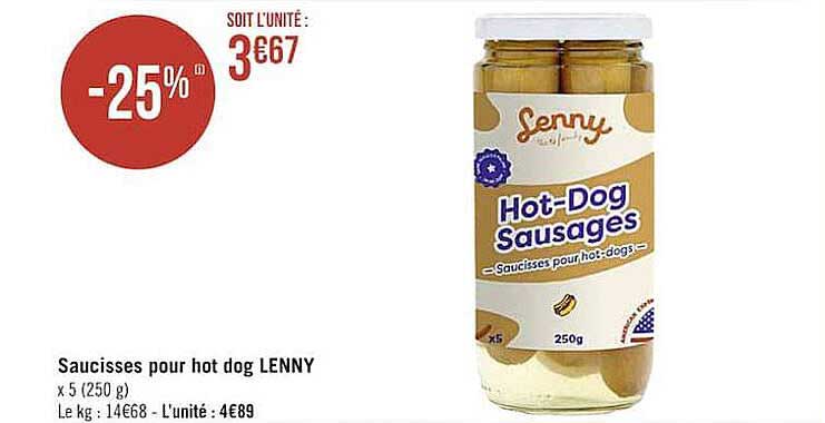 saucisses pour hot dog lenny