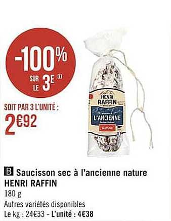 saucisson sec à l'ancienne nature henri raffin