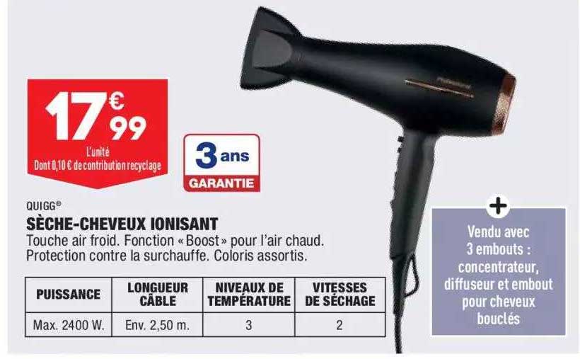 sèche-cheveux ionisant quigg