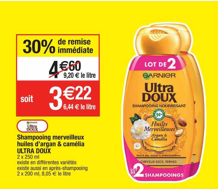 shampooing merveilleux huiles d'argan & camélia ultra doux