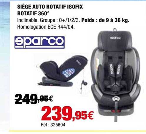 siège auto rotatif isofix rotatif 360° sparco