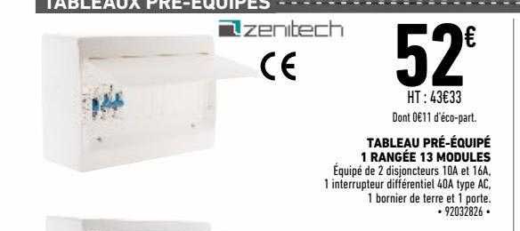 tableau pré-équipé 1 rangée 13 modules