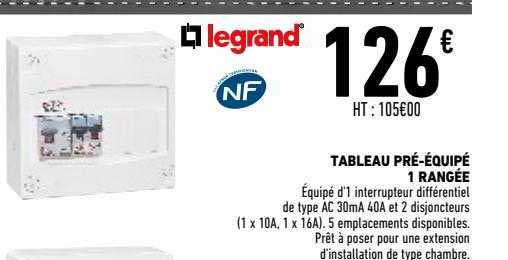tableau pré-équipé 1 rangée legrand
