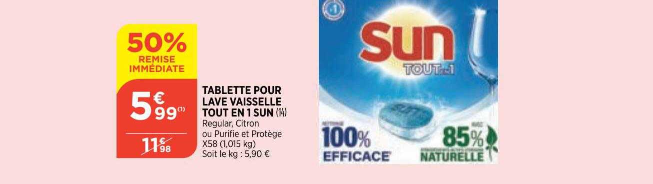 tablette pour lave vaisselle tout en 1 sun