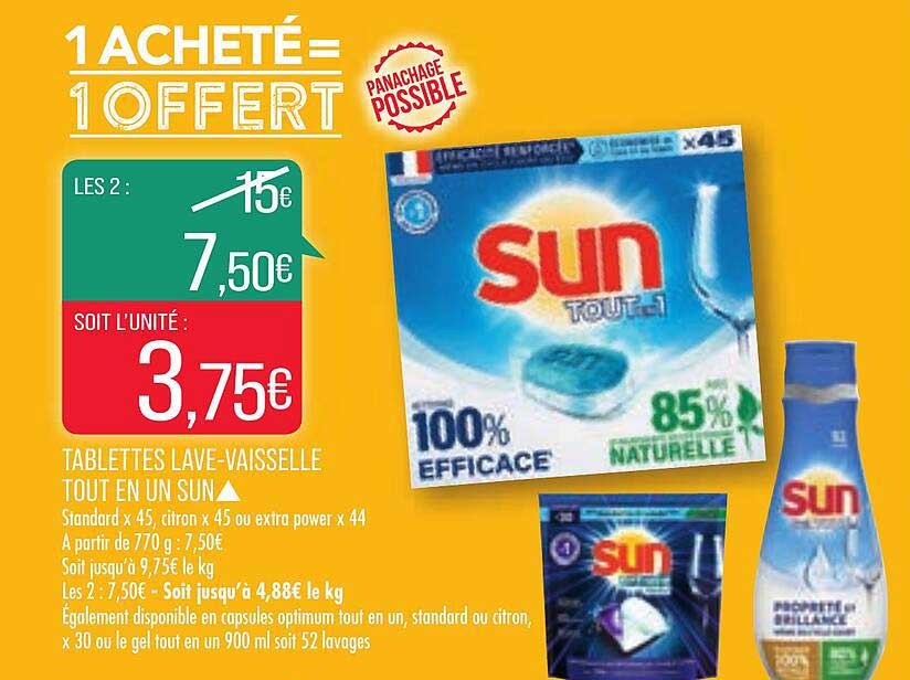 tablettes lave-vaisselle tout en un sun