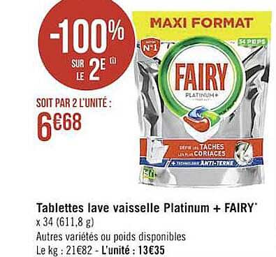 tablettes lave vaisselles platinum + fairy