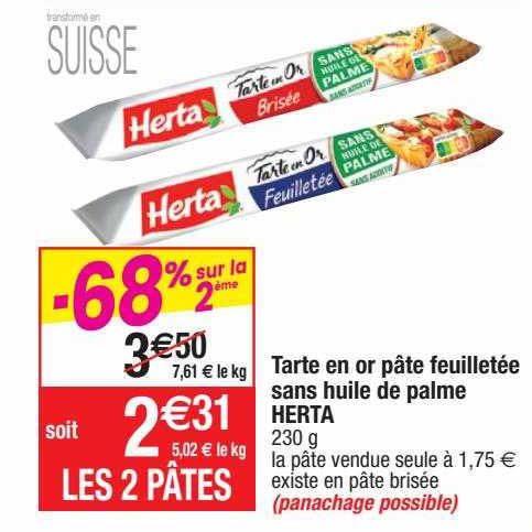 Tarte En Or Pâte Feuilletée Sans Huile De Palme Herta