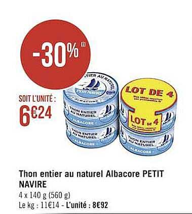 Thon Entier Au Naturel Albacore Petit Navire