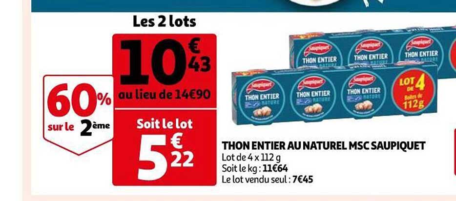 Thon Entier Au Naturel Msc Saupiquet