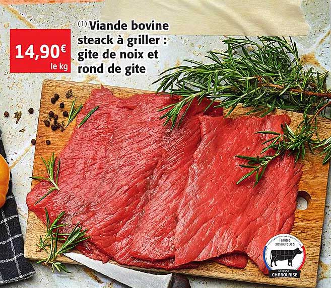 viande bovine steak à griller : gite de noix et rond de gite