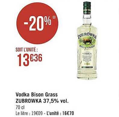 vodka bison grass zubrowka 37.5% vol