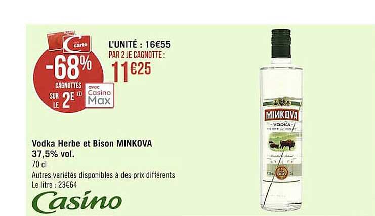 vodka herbe et bison minkova 37.5% vol