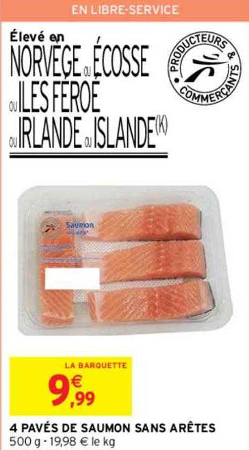 4 pavés de saumon sans arêtes