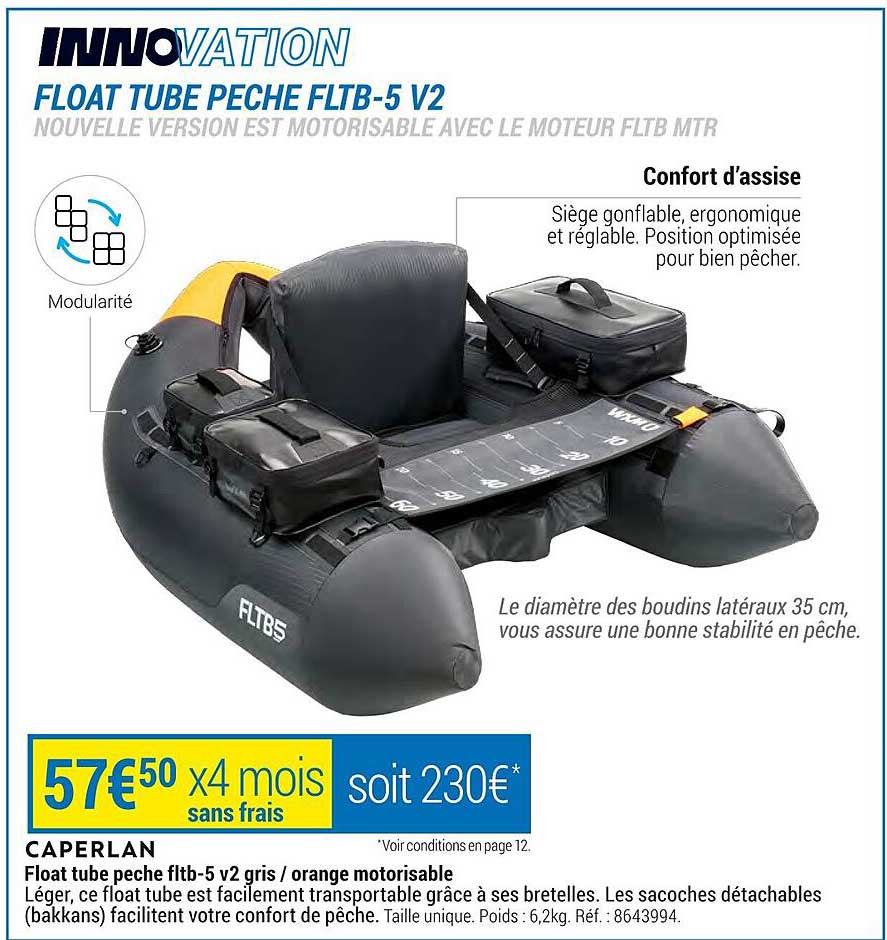 caperlan float tube pêche fltb-5 v2 gris-orange motorisable