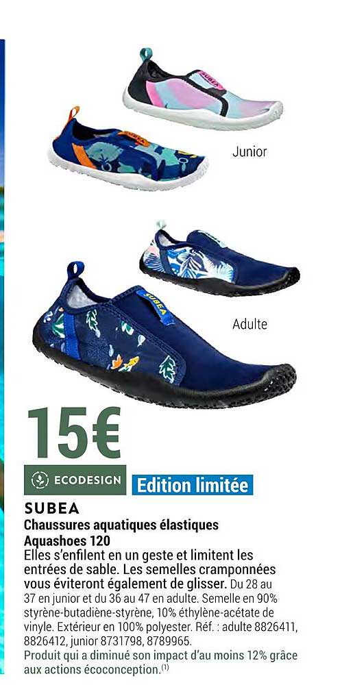 chaussures aquatiques élastiques aquashoes 120 subea