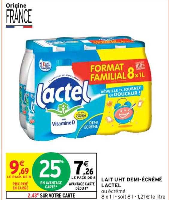 lait uht demi-écrémé lactel
